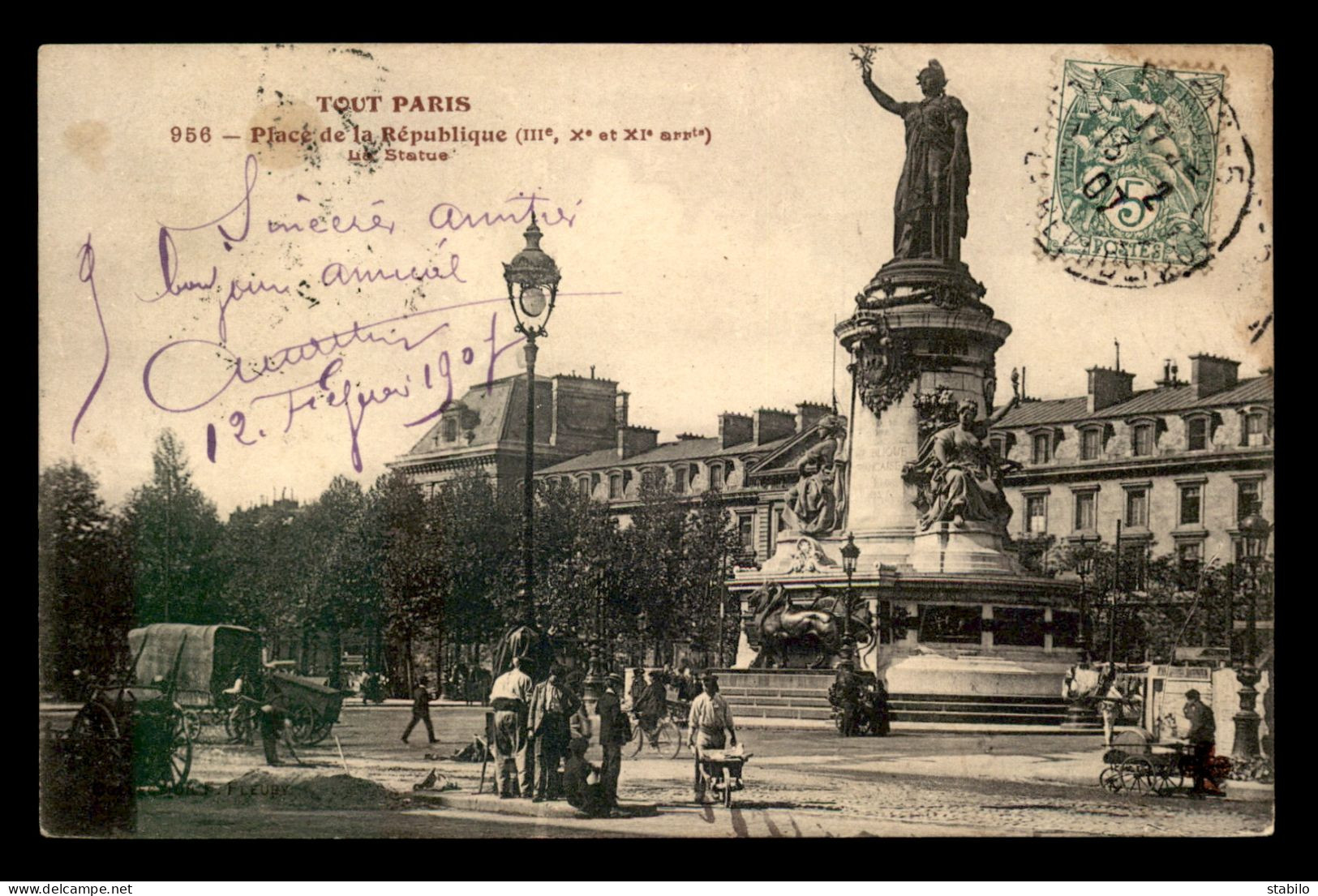 75 - PARIS - 10EME - TOUT PARIS N°956 - LA STATUE PLACE DE LA REPUBLIQUE - EDITEUR FLEURY - Distretto: 10