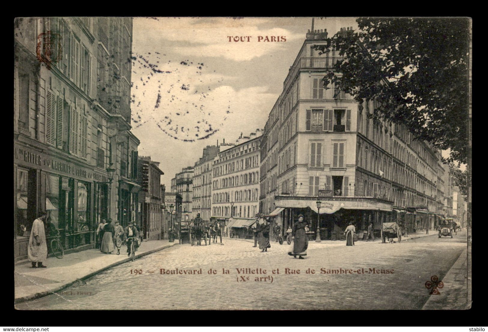 75 - PARIS - 10EME - TOUT PARIS N°190  - BOULEVARD DE LA VILLETTE ET RUE SAMBRE-ET-MEUSE - EDITEUR FLEURY - Arrondissement: 10