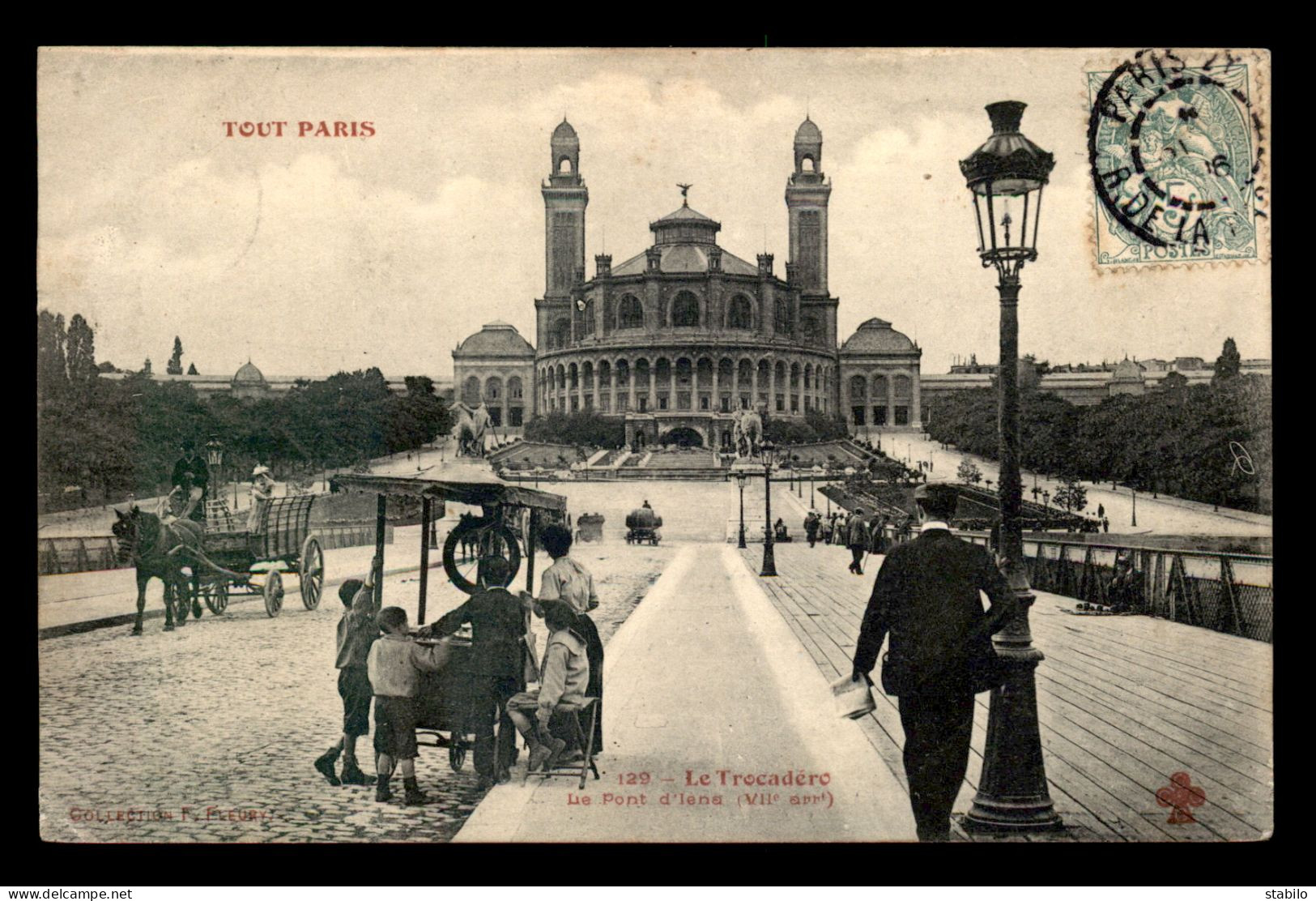 75 - PARIS - 7EME - TOUT PARIS N°129 - LE TROCADERO - LE PONT D'IENA - MARCHAND DE GLACES - EDITEUR FLEURY - Arrondissement: 07