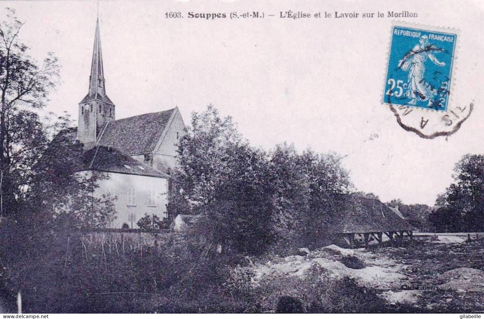 77 - SOUPPES Sur LOING -  L église Et Le Lavoir Sur Le Morillon - Souppes Sur Loing