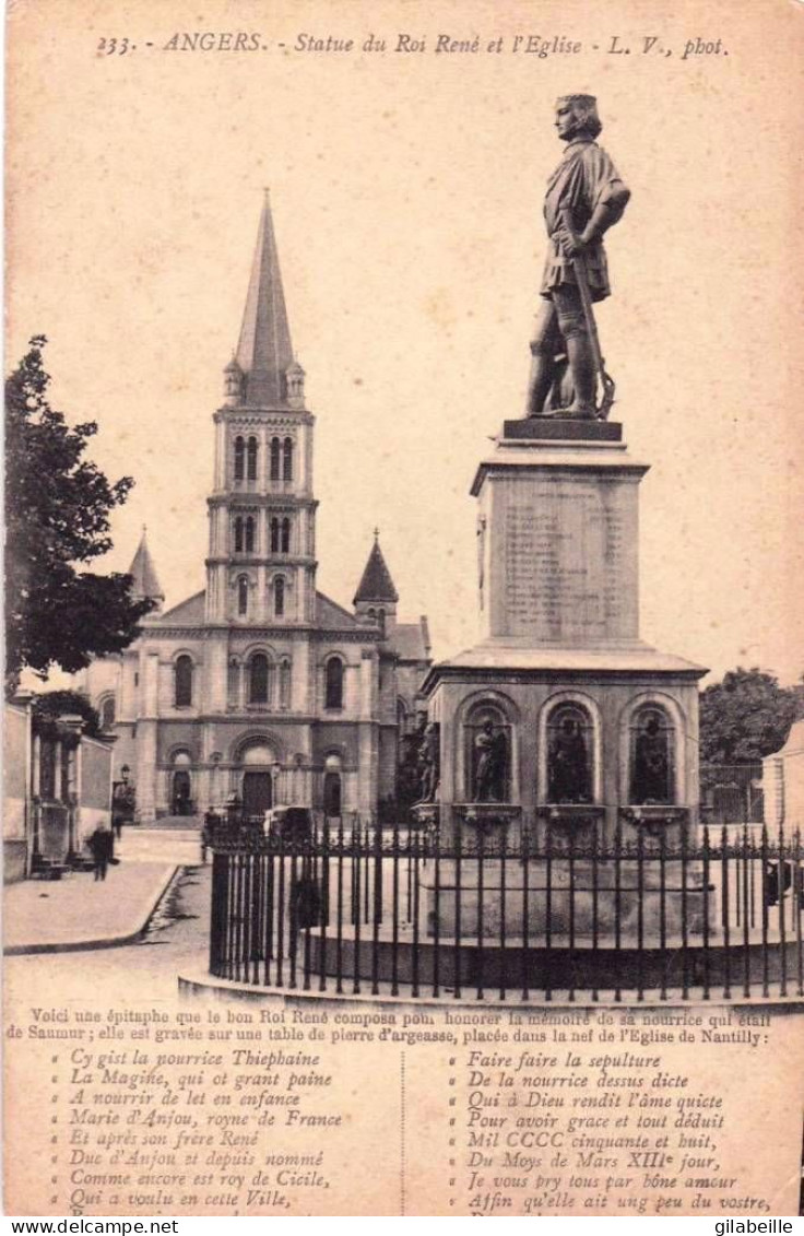 49 - Maine Et Loire -  ANGERS - Statue Du Roi René Et L église - Angers