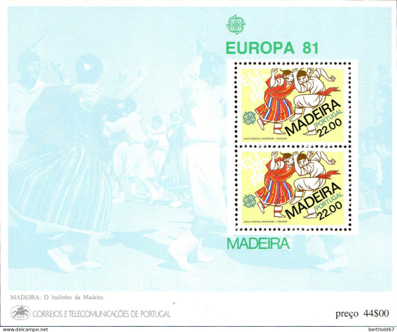 Madère Bloc N** Yv: 2 Mi:2 Europa Cept Le Folklore O Bailinho Da Madeira - Madère