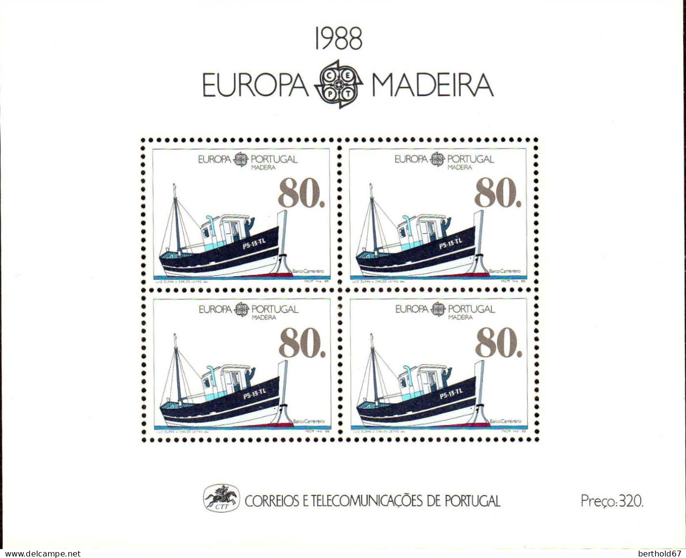 Madère Bloc N** Yv: 9 Mi:9 Europa Cept Barco Carreiro - Madeira