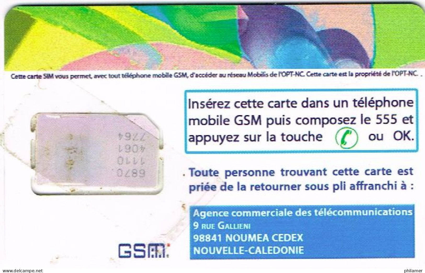 NOUVELLE CALEDONIE New Caledonia TELECARTE PREPAYEE Prepaid Phonecard LIBERTE PUCE MOBILEDOS SANS LOGO GAUCHE UT B - Nuova Caledonia