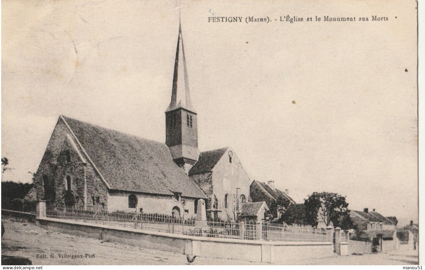 FESTIGNY  L'église Et Le Monument Aux Morts - Autres & Non Classés