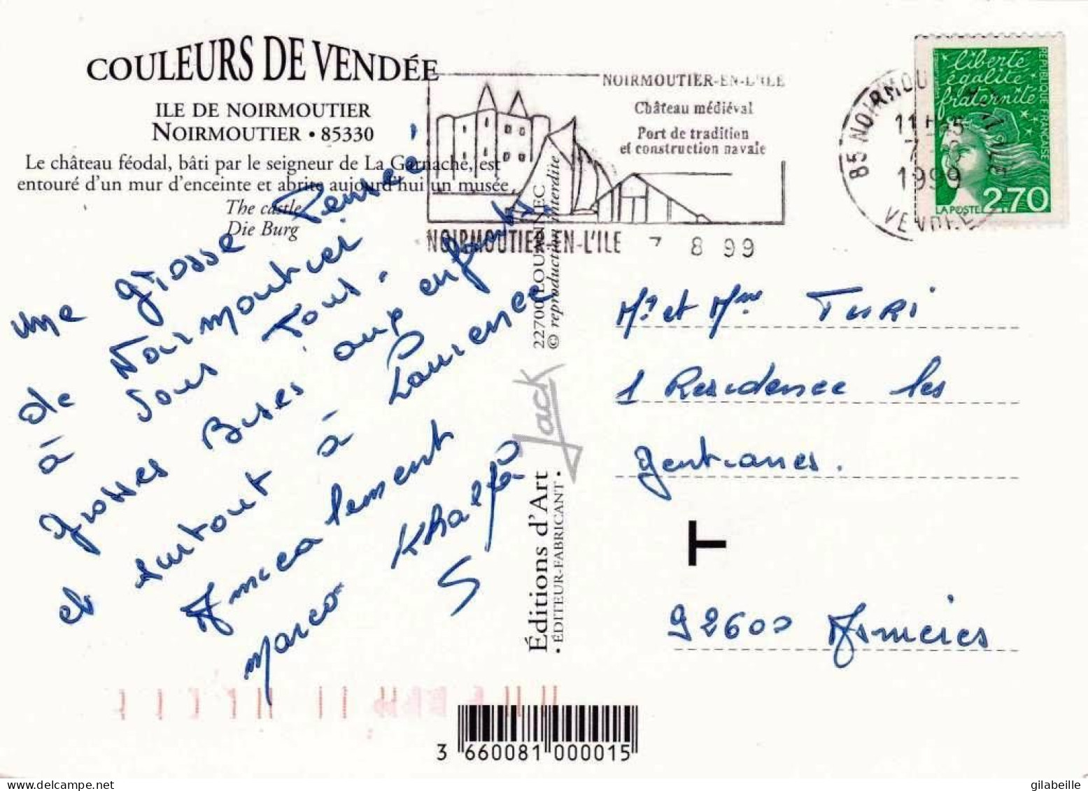 85 - Vendée -  NOIRMOUTIER  - Le Chateau Feodal - Vue Aerienne - Noirmoutier