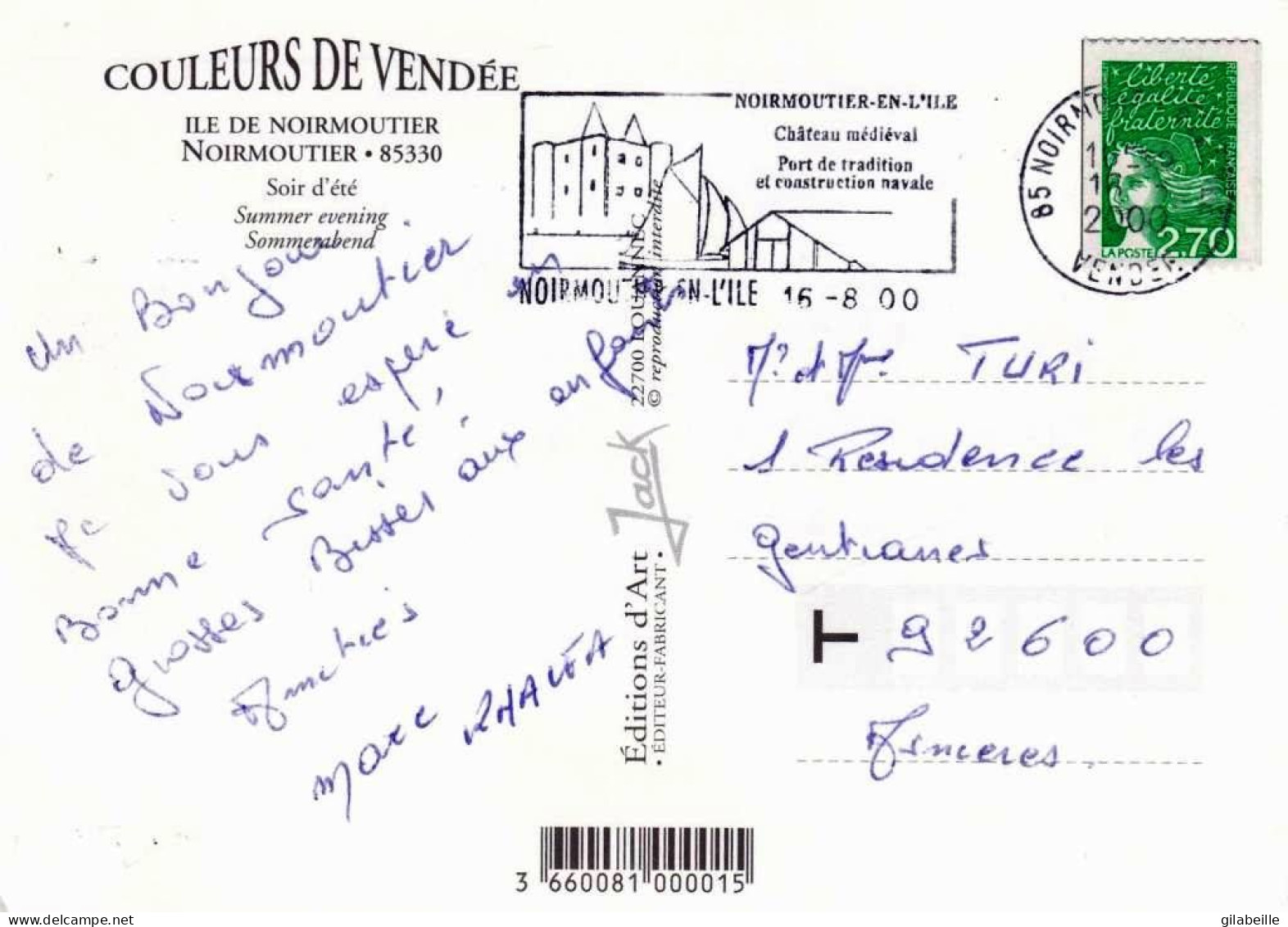 85 - Vendée -  NOIRMOUTIER  -  Soir D été - Noirmoutier