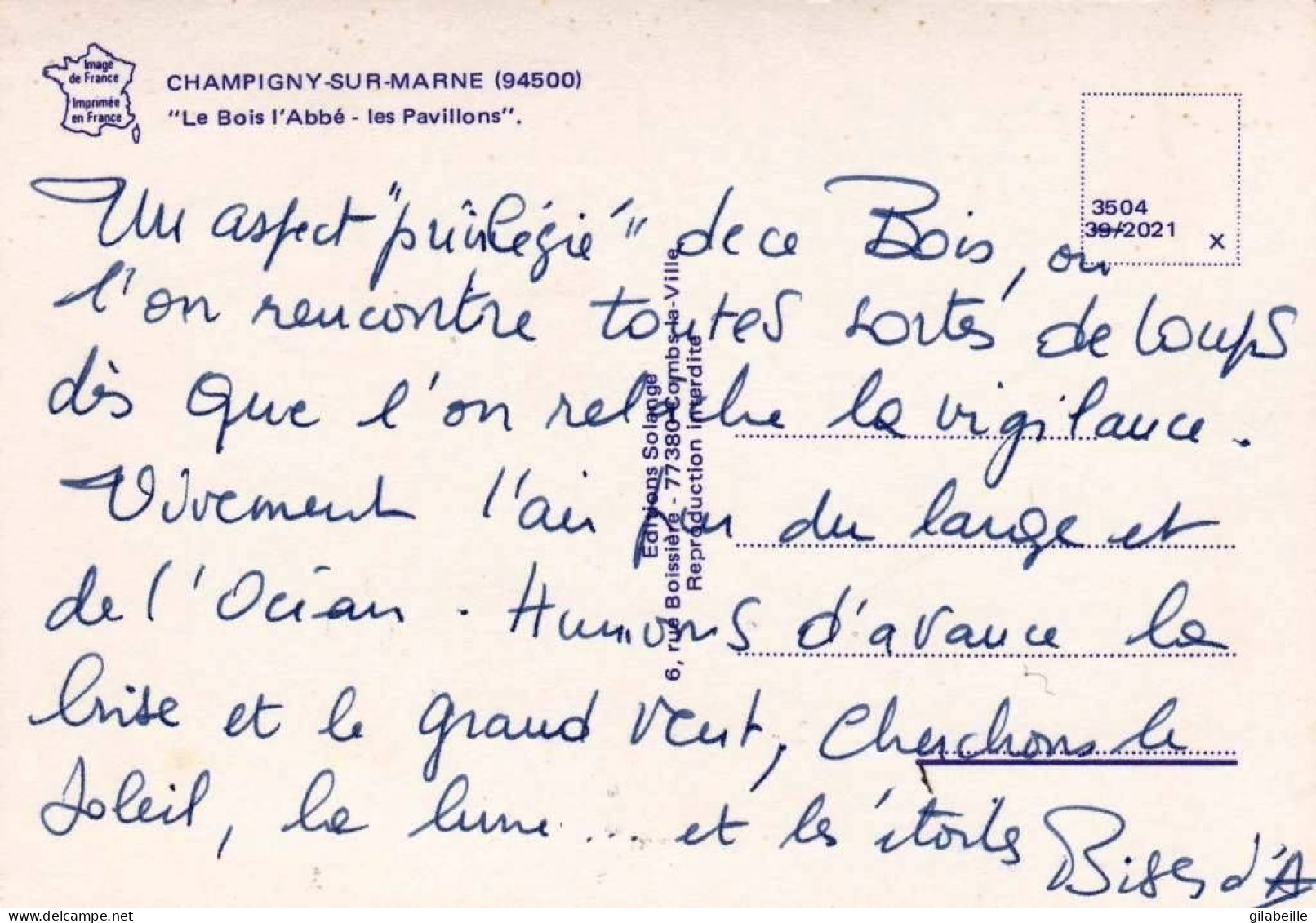 94 -  CHAMPIGNY Sur MARNE -  Le Bois L Abbé - Les Pavillons - Champigny Sur Marne