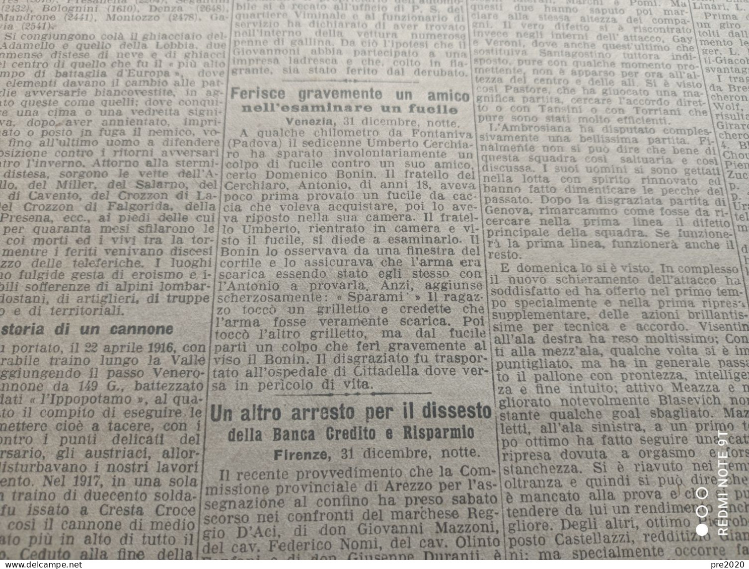 CORRIERE DELLA SERA 1/1/1929 FONTANIVA PADOVA OCCIMIANO MONFERRATO - Other & Unclassified