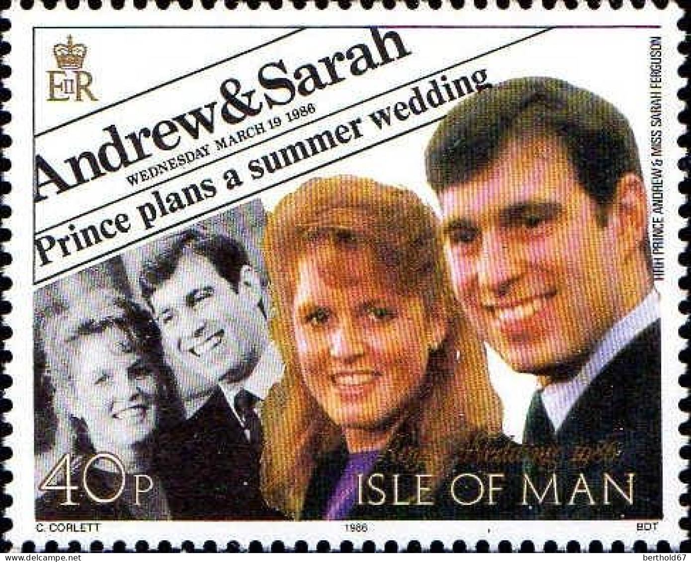 Man Poste N** Yv:312/313 Mariage De Prince Andrew & Miss Sarah Ferguson - Man (Ile De)