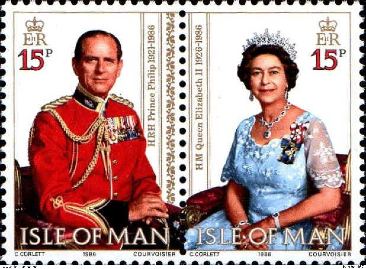 Man Poste N** Yv:314/316 Elisabeth II & Prince Philipp - Isle Of Man