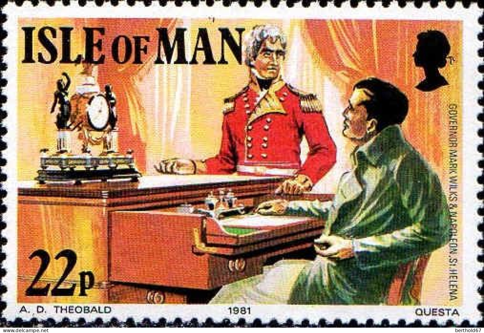 Man Poste N** Yv:185/188 Colonel Mark Wilks - Man (Eiland)
