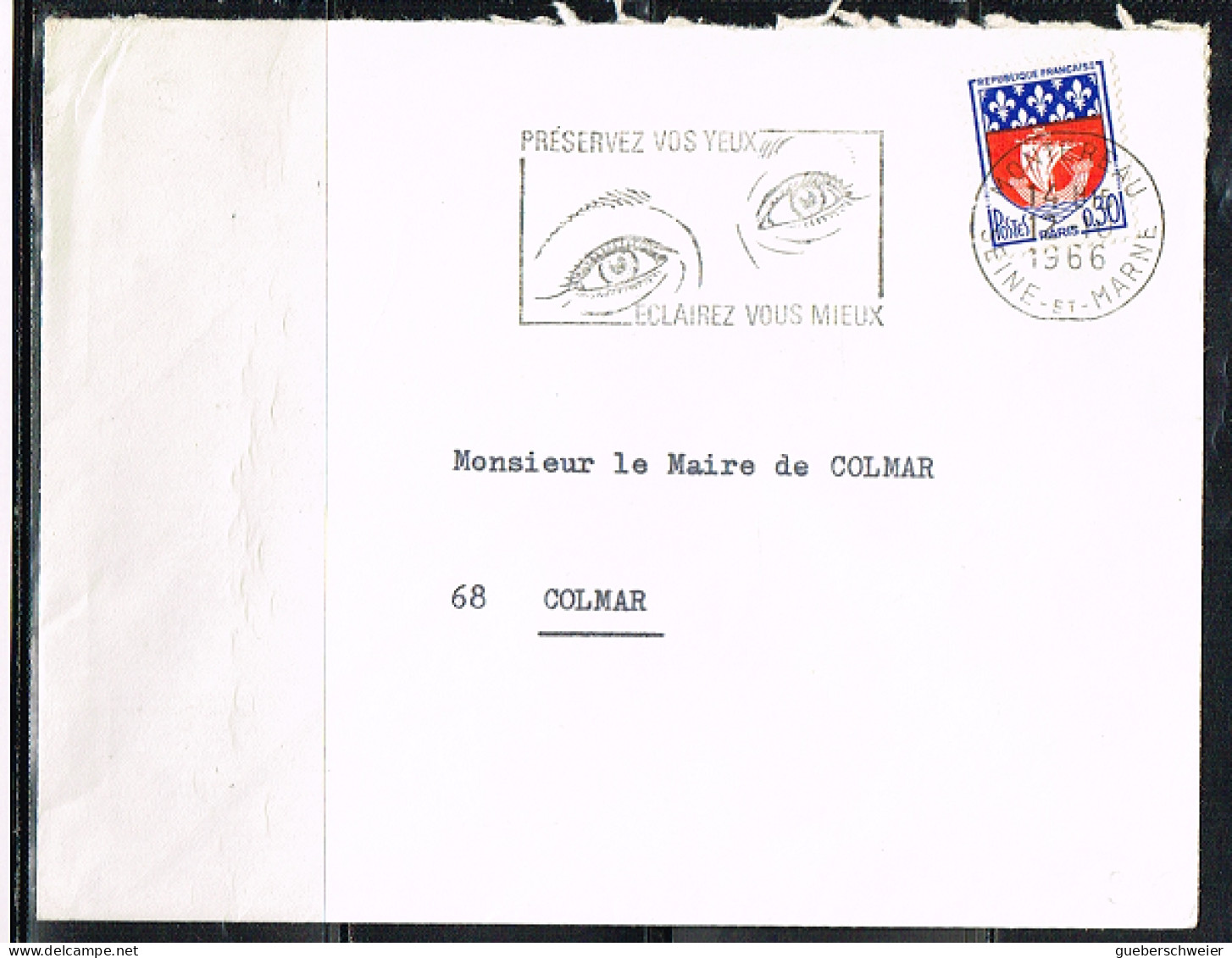 OPT-L36 - FRANCE Flamme Illustrée Sur Lettre De MONTEREAU 1966 "Préservez Vos Yeux Eclairez Vous Mieux" - Maschinenstempel (Werbestempel)