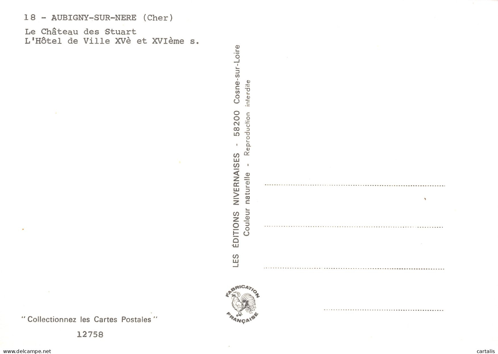 18-AUBIGNY SUR NERE LE CHATEAU DES STUART-N°4213-A/0331 - Sonstige & Ohne Zuordnung