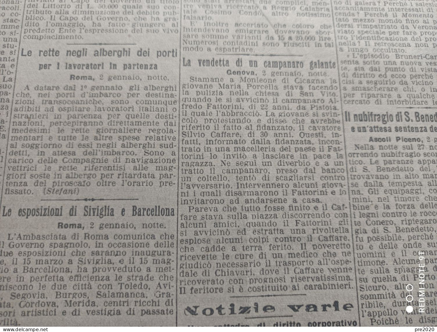 CORRIERE DELLA SERA 3/1/1929 NUVOLENTO BRESCIA MONLEONE DI CICAGNA - Autres & Non Classés