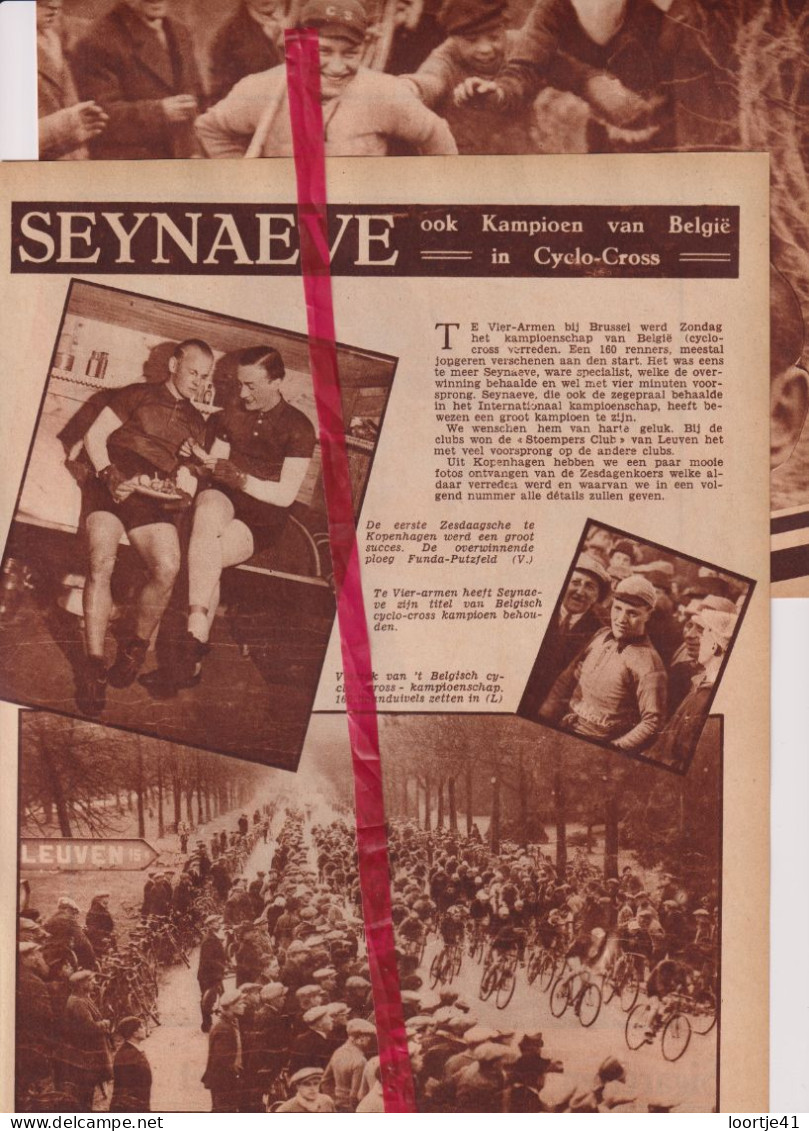 Wielrennen Coureur Seynaeve Uit Heule Kampioen Cyclo Cross - Orig. Knipsel Coupure Tijdschrift Magazine - 1934 - Non Classés