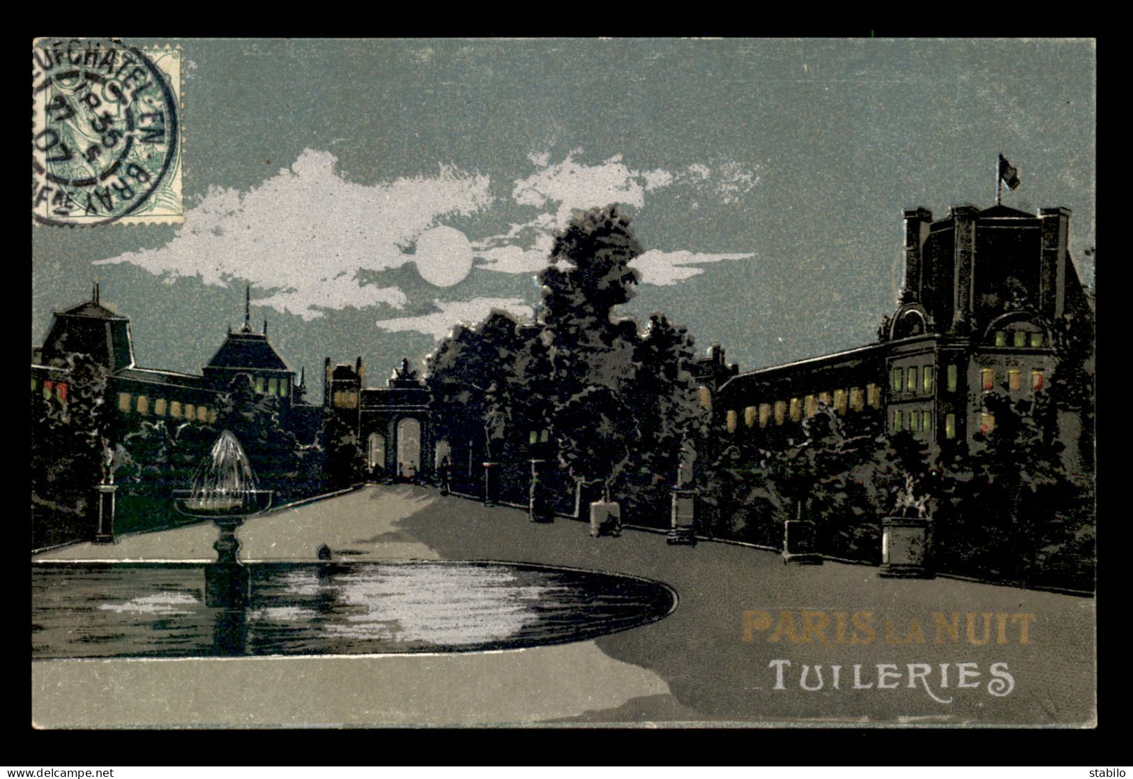 ILLUSTRATEURS - PARIS - TUILERIES LA NUIT - CLAIR DE LUNE - FOND ALUMINIUM - 1900-1949