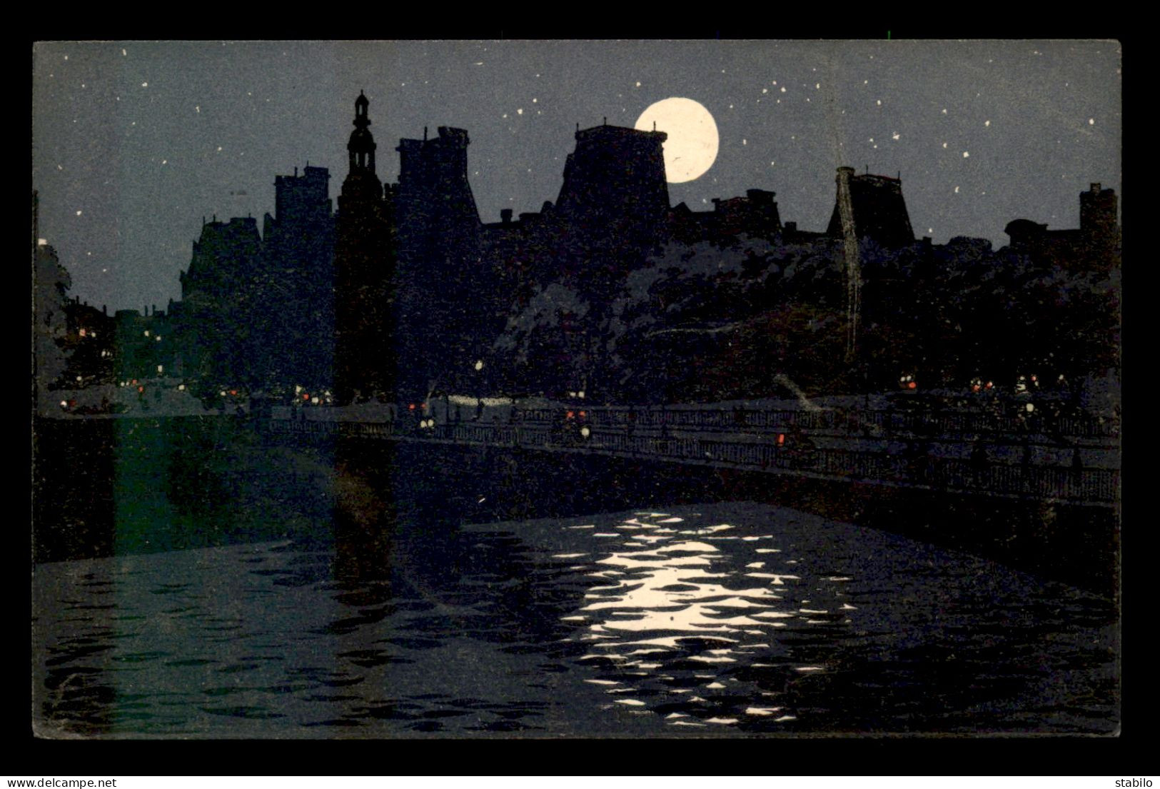 ILLUSTRATEURS - PARIS - DANS LES TENEBRES - LA PLACE DE L'HOTEL DE VILLE A 9 HEURES - CIEL ETOILE, CLAIR DE LUNE - 1900-1949