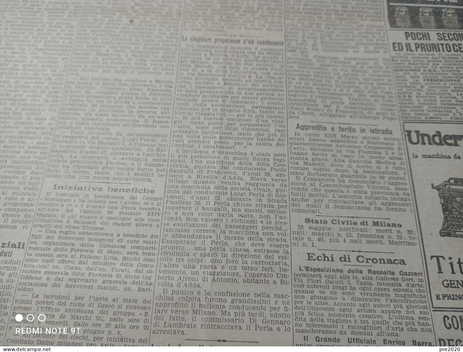 CORRIERE DELLA SERA 29/5/1929 CASELLE IN PITTARI RIVOLTA D’ADDA - Andere & Zonder Classificatie