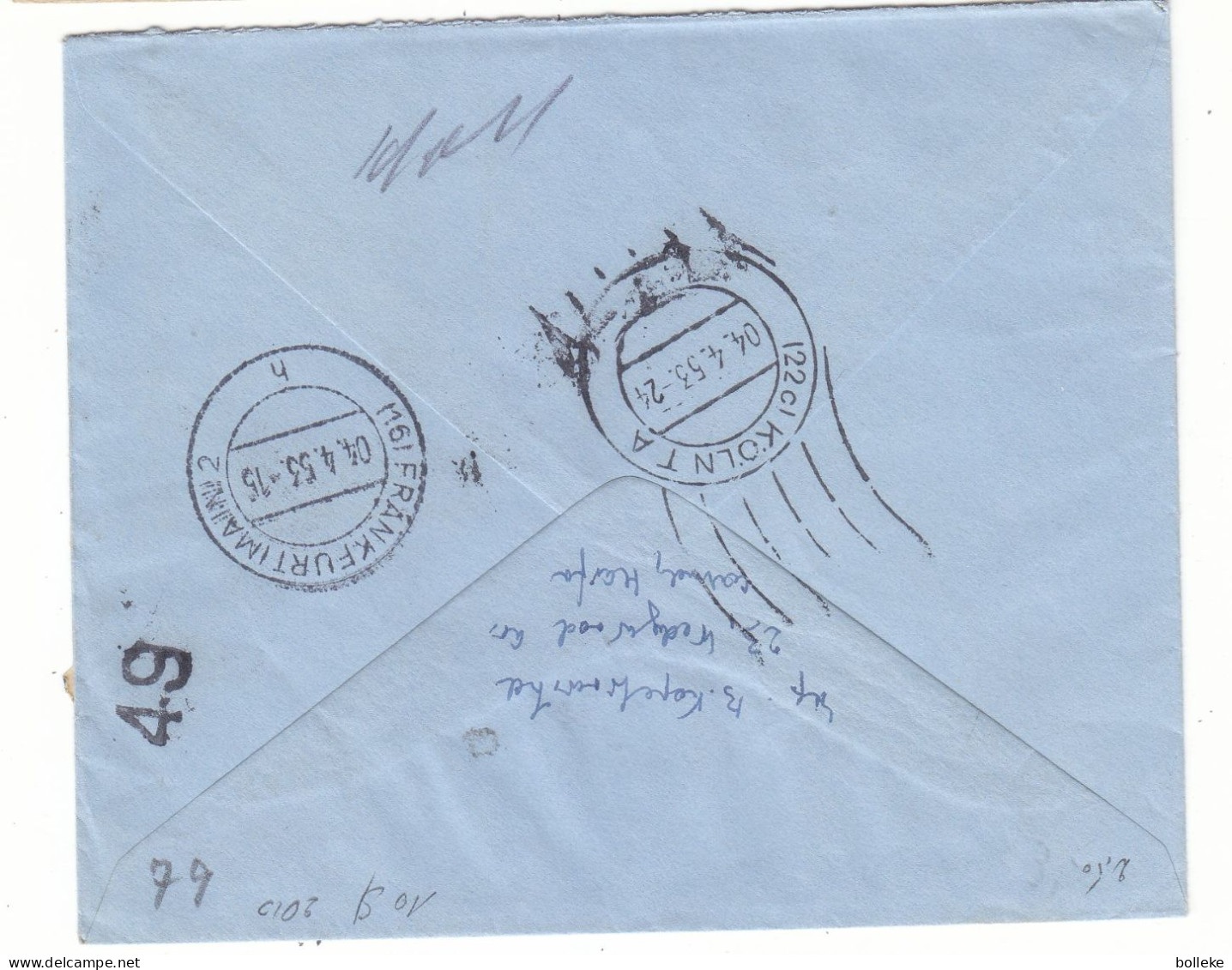 Israël - Lettre Exprès De 1953 - Oblit Haifa - Exp Vers Köln - Cachet De  Frankfurt - Valeur 10 $ En ....2010 - - Lettres & Documents