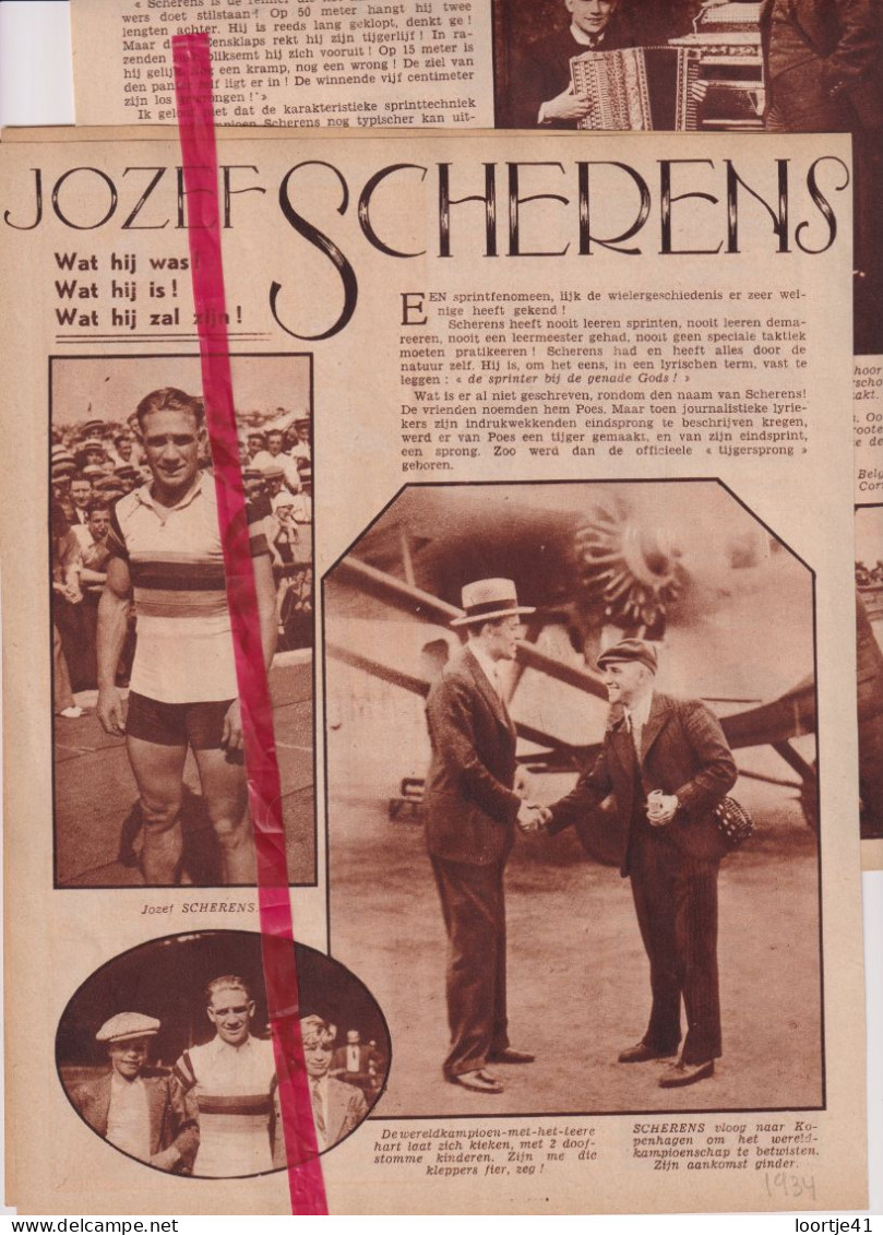 Antwerpen Coureur Wereldkampioen Jozef Scherens - Orig. Knipsel Coupure Tijdschrift Magazine - 1934 - Unclassified