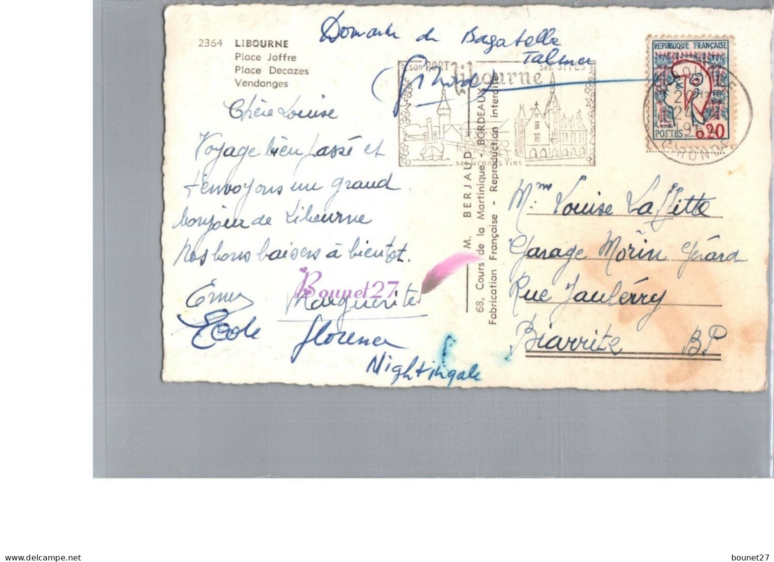 LIBOURNE 33 - La Place Joffre Decazes Vendanges Carte Petit Format - Libourne