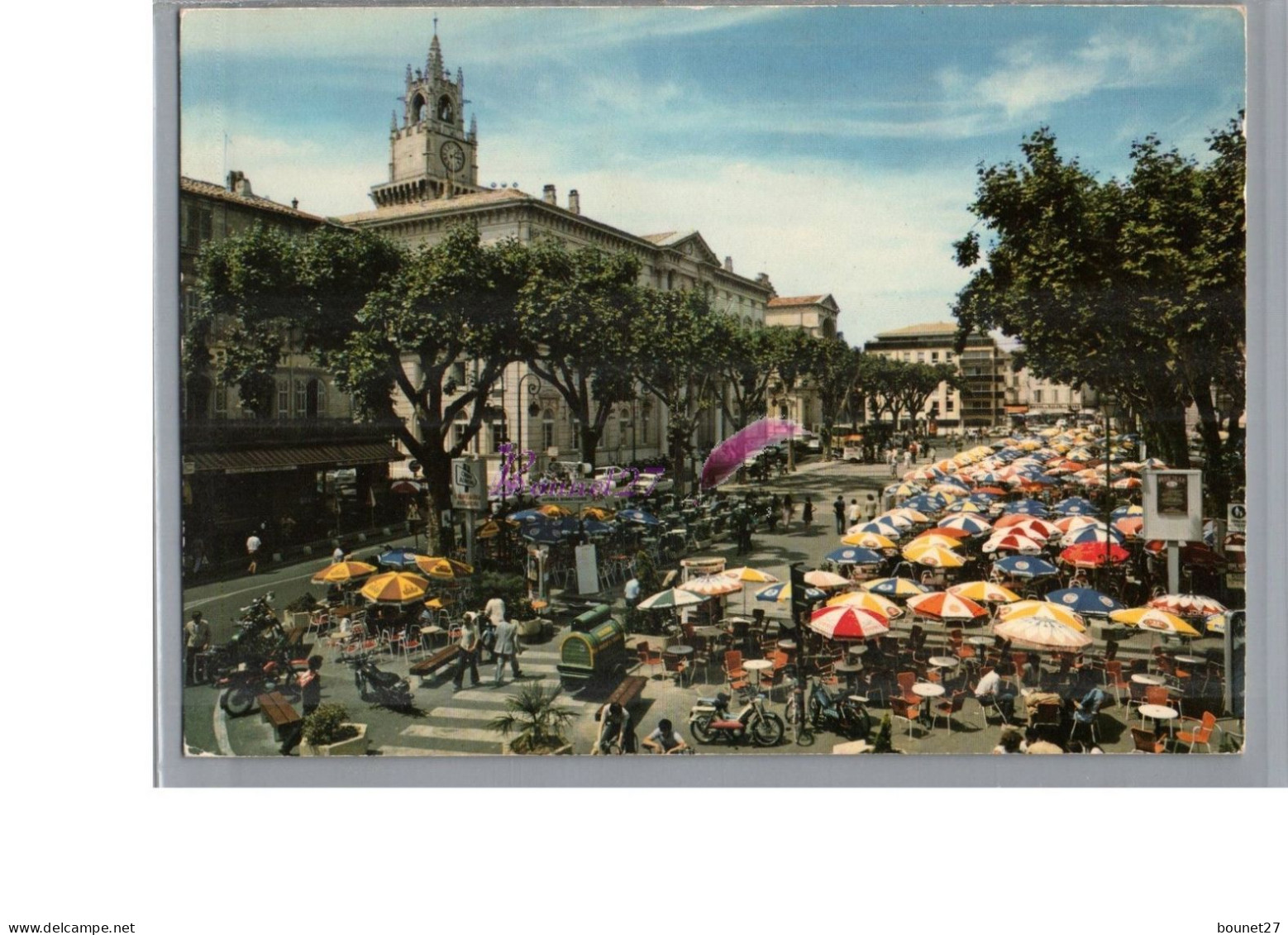 AVIGNON 84 - La Place De L'Horloge Carte Vierge Terrasse Parasol - Avignon