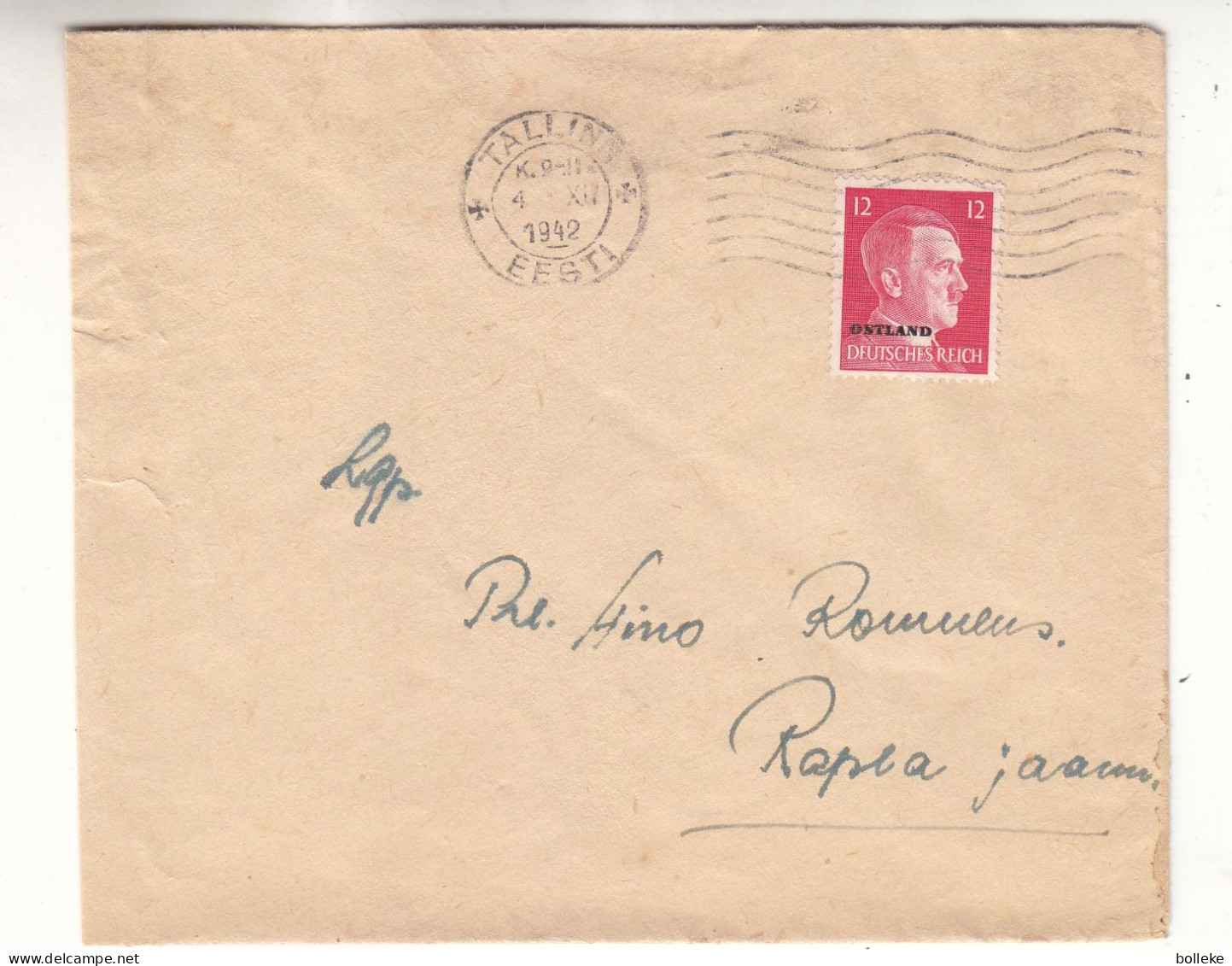 Allemagne - Ostland - Lettre De 1942 - Oblit Tallinn - Exp Vers Rapla Jaam - Hitler - - Occupation 1938-45