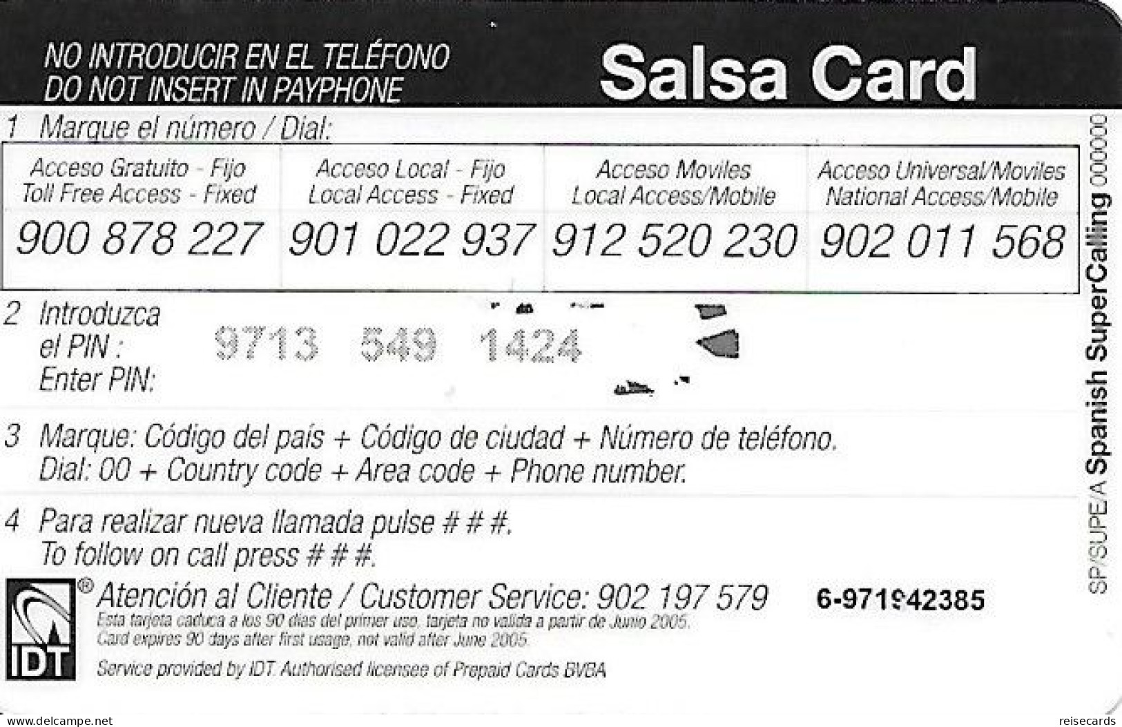 Spain: Prepaid IDT - Salsa 06.05 - Andere & Zonder Classificatie