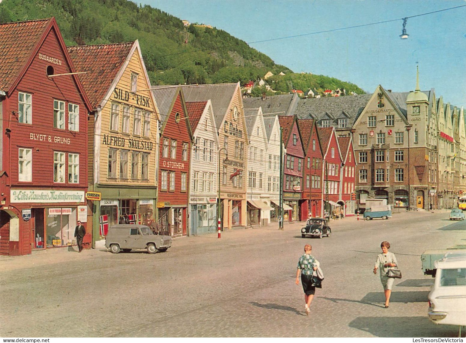 NORVEGE - Bergen - The Old Warehouses At Vagen - Animé - Colorisé - Carte Postale - Noorwegen