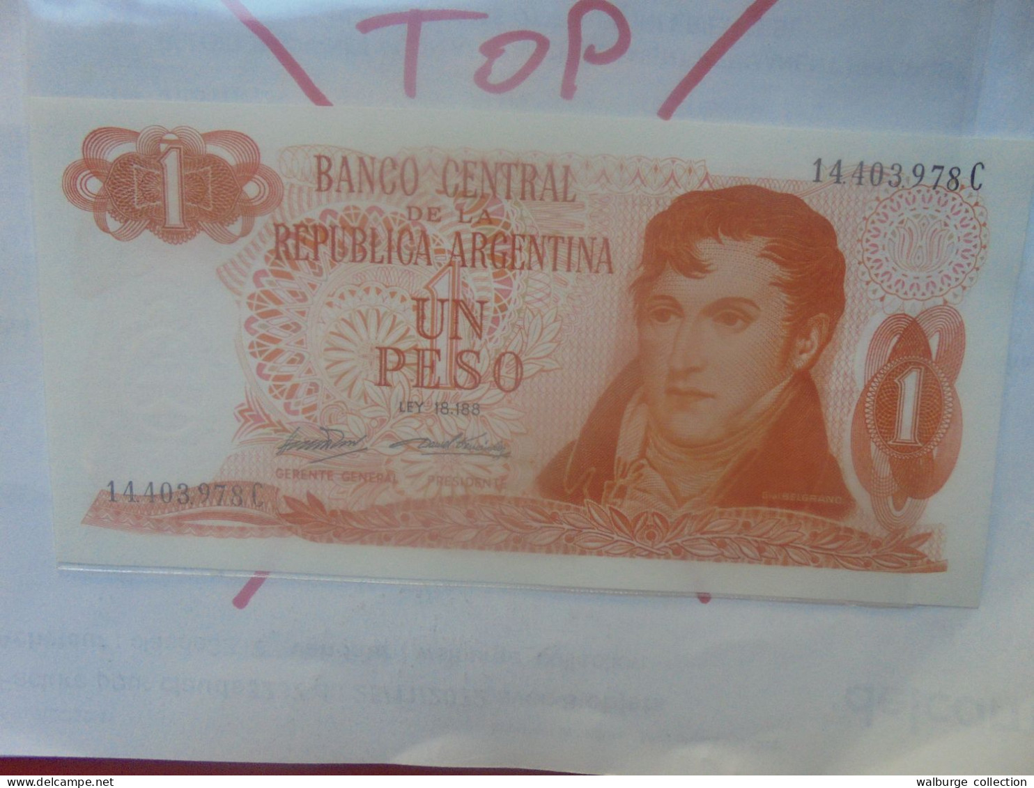 ARGENTINE 1 PESO ND (1970-73) Neuf (B.33) - Argentine