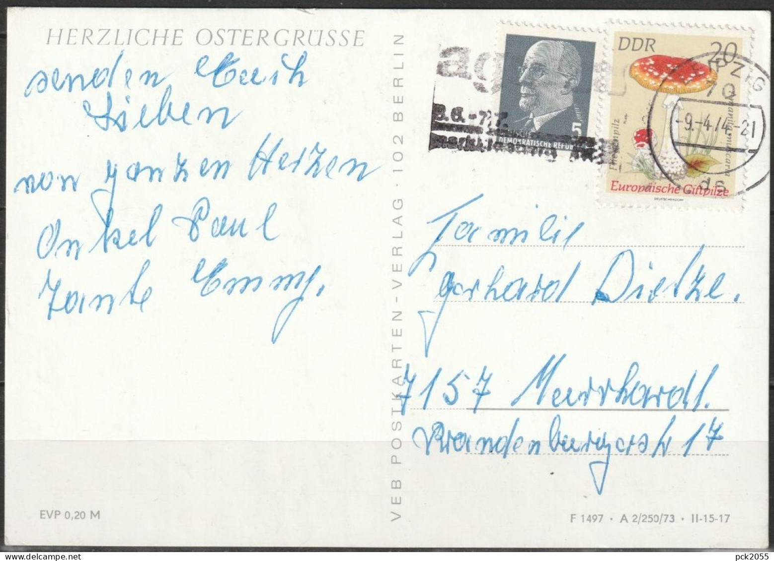 DDR 1974 Nr.1936 Giftpilze +845 Ulbricht  (d 4156 ) Günstige Versandkosten - Covers & Documents