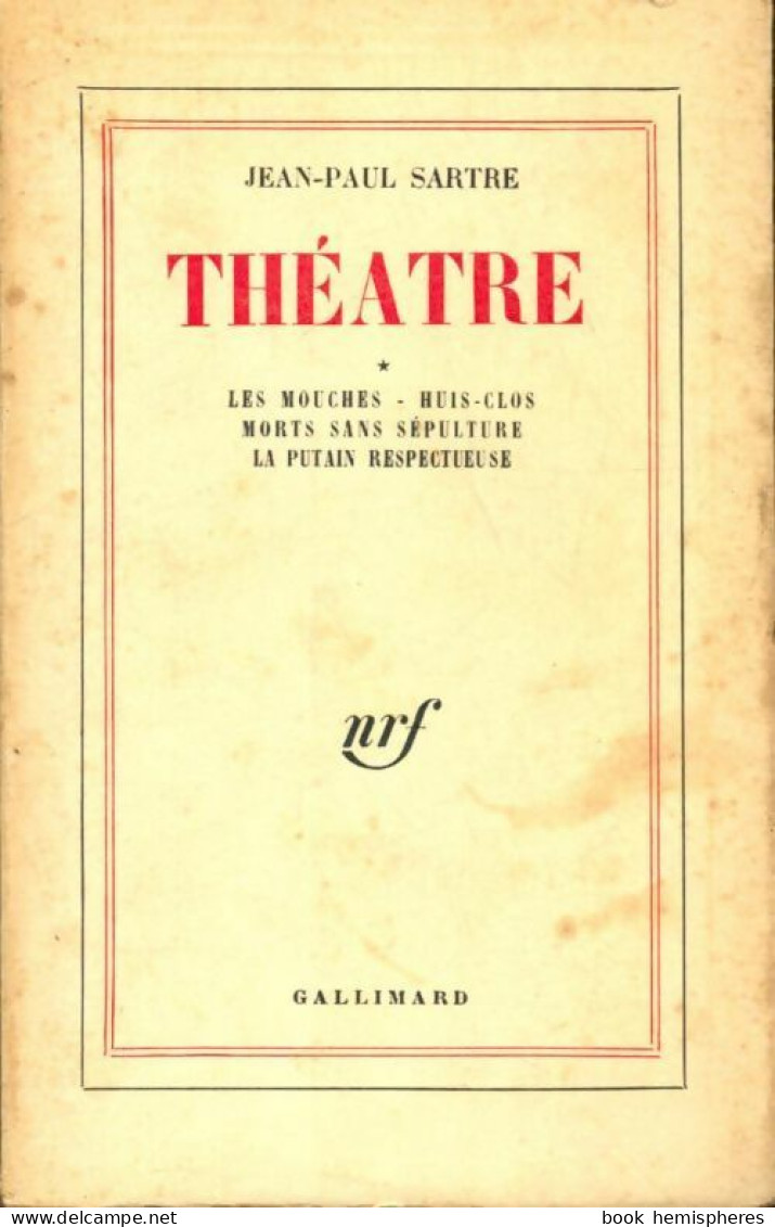 Théâtre Tome I  (1953) De Jean-Paul Sartre - Other & Unclassified