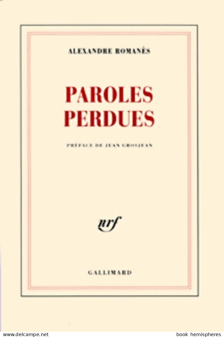 Paroles Perdues (2004) De Alexandre Romanès - Autres & Non Classés