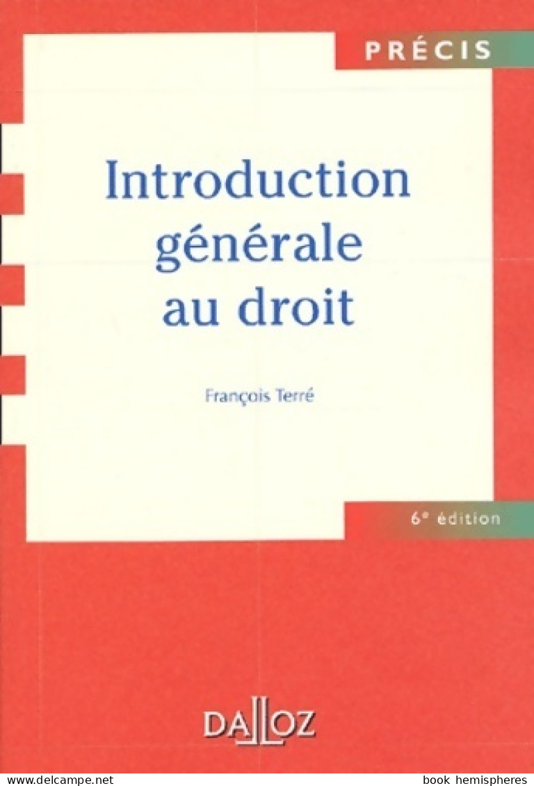 Introduction Générale Au Droit (2003) De Terré - Recht