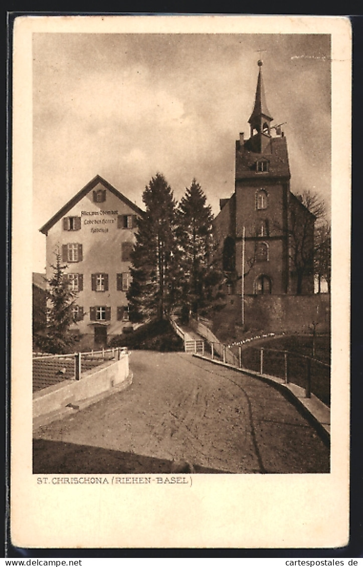 AK St. Chrischona /Riehen-Basel, Blickauf Wohnhaus Und Kirche  - Riehen