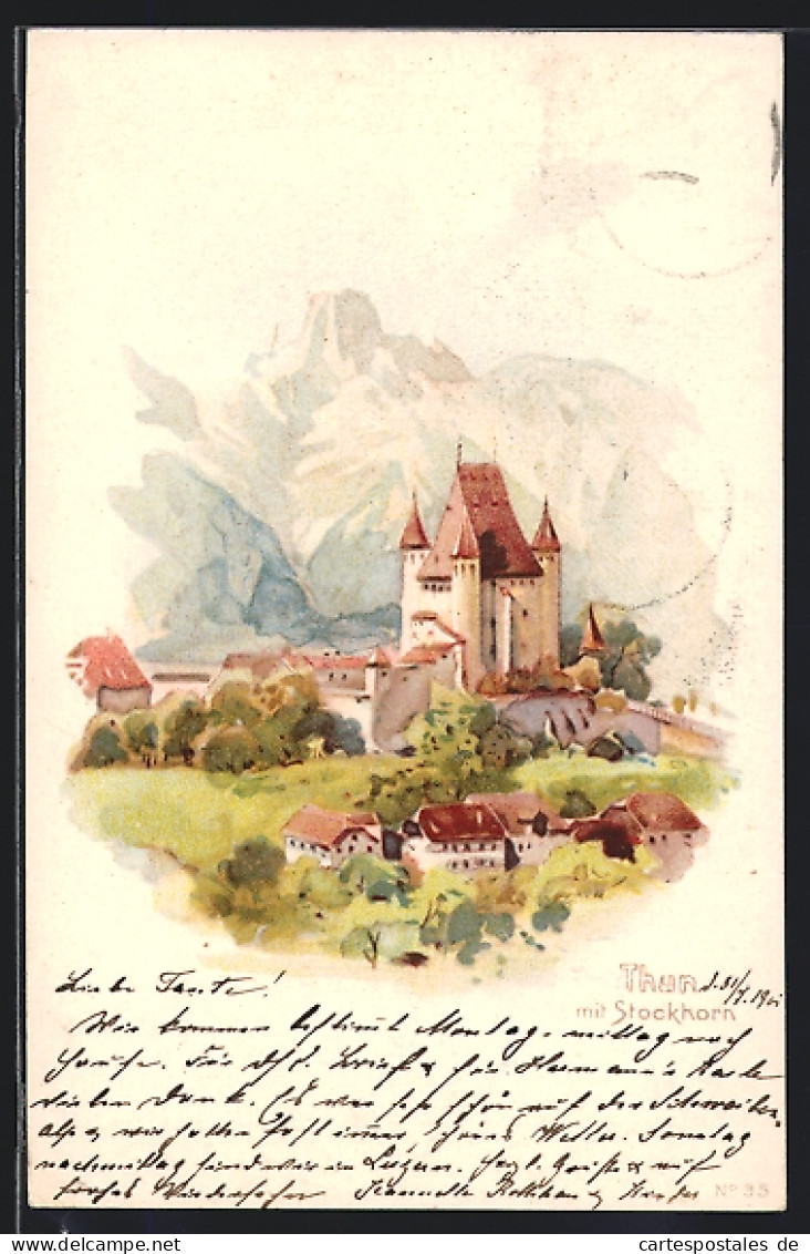 Lithographie Thun, Schloss Mit Stockhorn  - Other & Unclassified