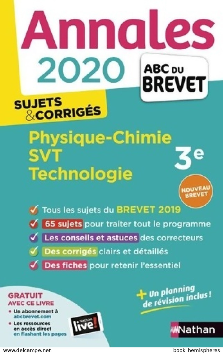Annales ABC Du Brevet 2020 Physique-Chimie-SVT-Techno (2019) De Nicolas Coppens - 12-18 Years Old