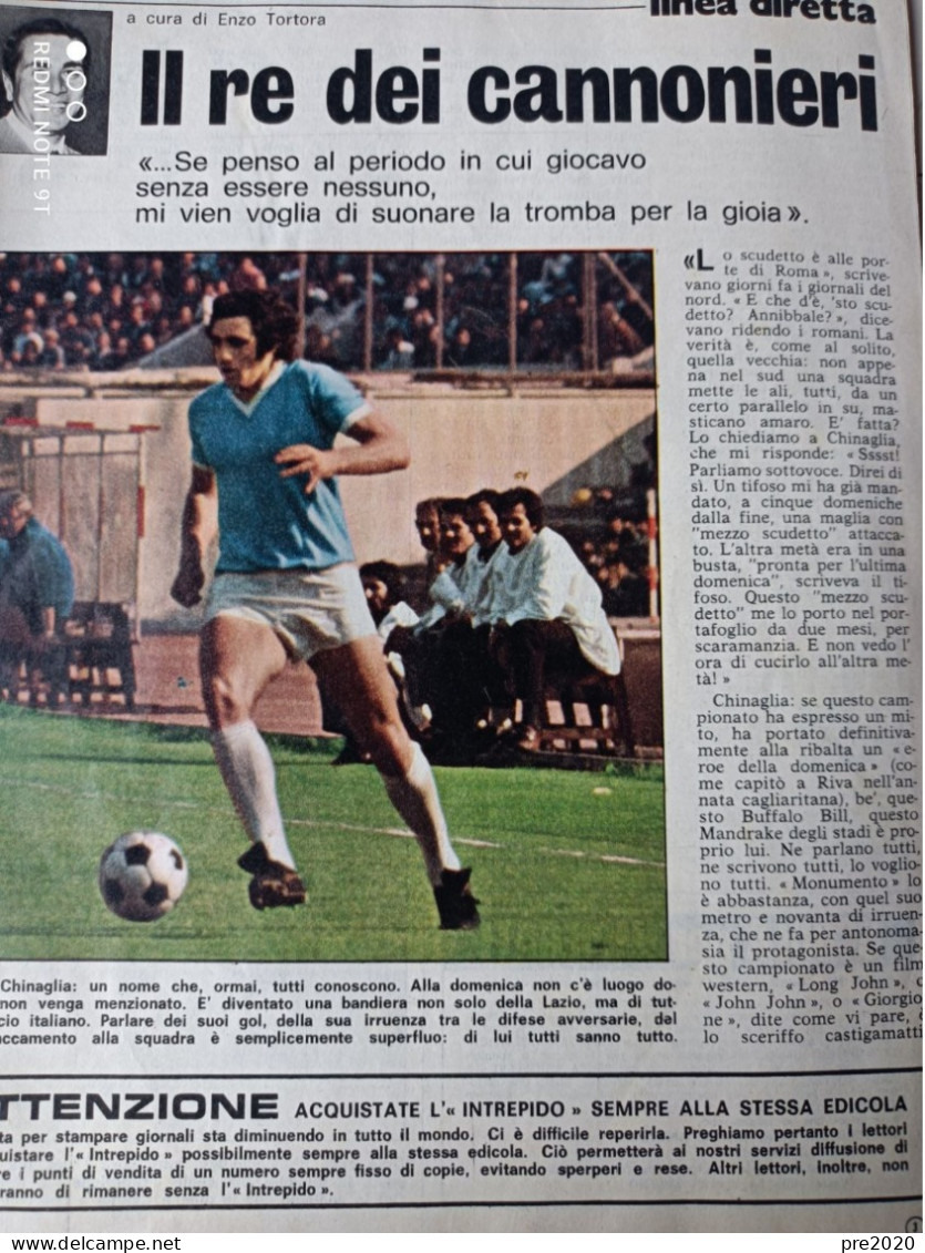 L’INTREPIDO 1974 GIORGIO CHINAGLIA LAZIO CALCIO RAY CHARLES ALICE COOPER - Andere & Zonder Classificatie