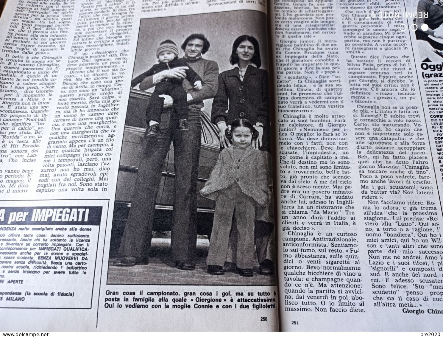 L’INTREPIDO 1974 GIORGIO CHINAGLIA LAZIO CALCIO RAY CHARLES ALICE COOPER - Autres & Non Classés