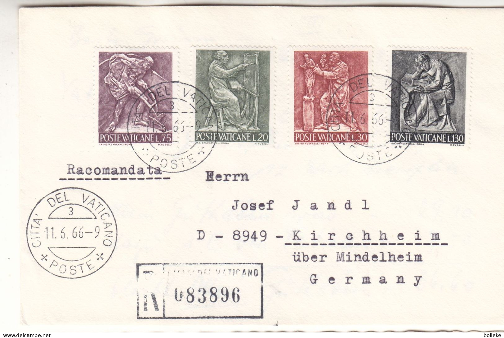 Vatican -  3 Lettres Recom De 1966 - Oblit Citta Del Vaticano - Exp Vers Kirchheim - - Storia Postale