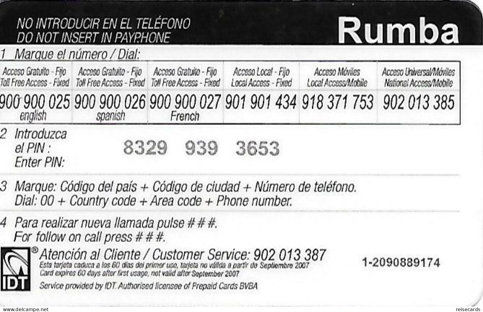 Spain: Prepaid IDT - Rumba Promocional 09.07 - Otros & Sin Clasificación