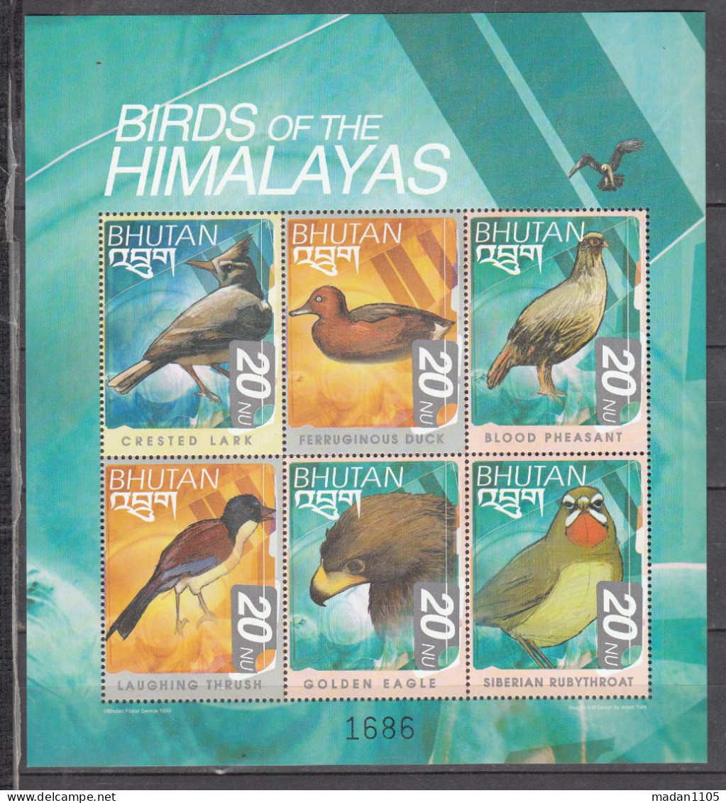 BHUTAN, 1999,  Birds From Around The World, Himalayas, Sheetlet,  MNH, (**) - Bhoutan