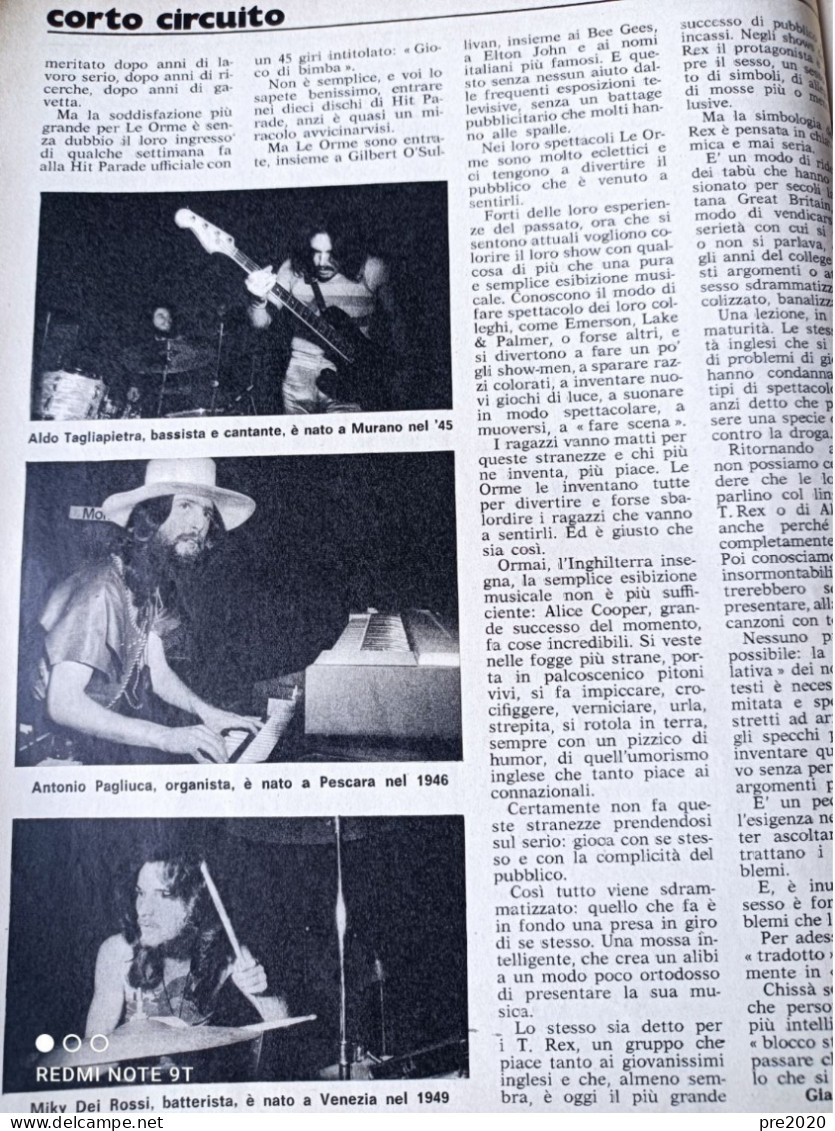L’INTREPIDO 1972 LE ORME COMPLESSO MUSICALE - Sonstige & Ohne Zuordnung