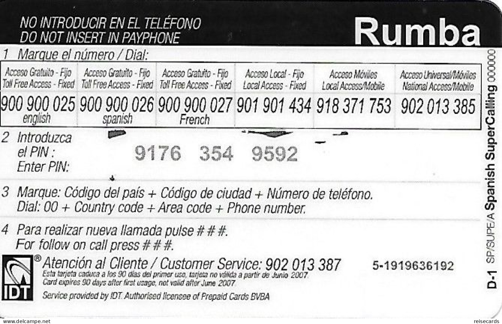 Spain: Prepaid IDT - Rumba 06.07 - Andere & Zonder Classificatie