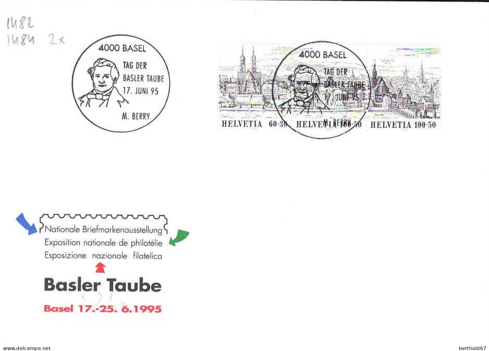 Suisse Poste Obl Yv:1482-84-85) Tag Der Basler Taube'95 (TB Cachet à Date) 17 Juin 95 - Briefe U. Dokumente