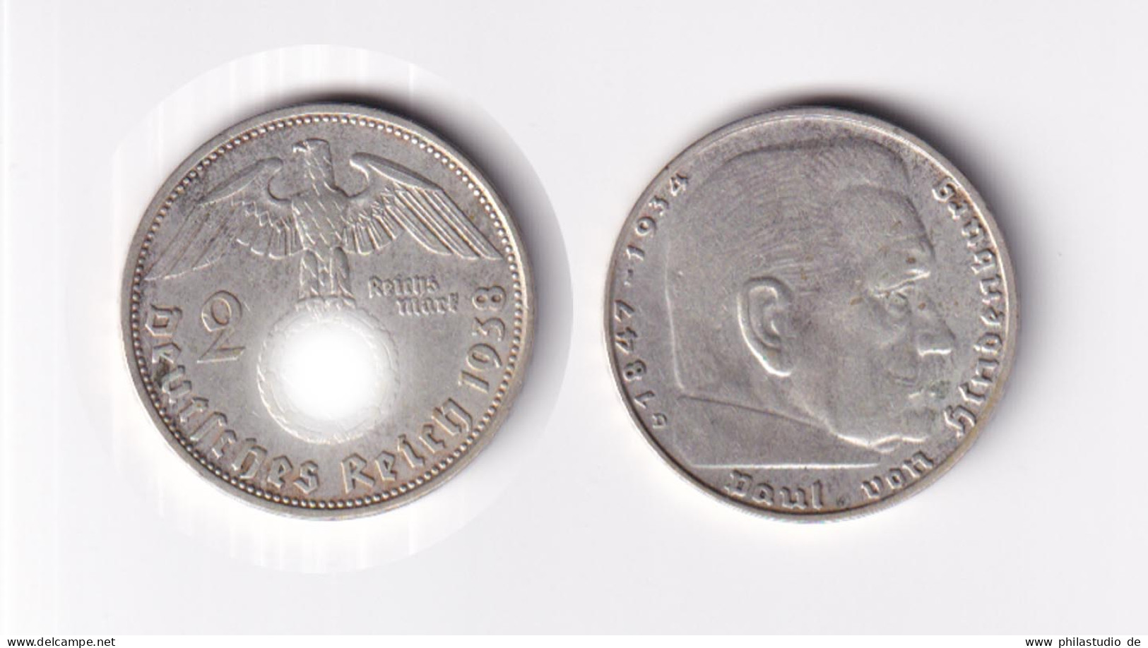 Silbermünze 2 RM Hindenburg 1938 D Jäger Nr. 366/1 - Andere - Europa