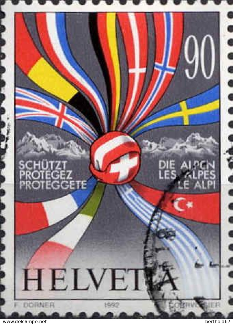 Suisse Poste Obl Yv:1398 Protégez Les Alpes (cachet Rond) - Used Stamps