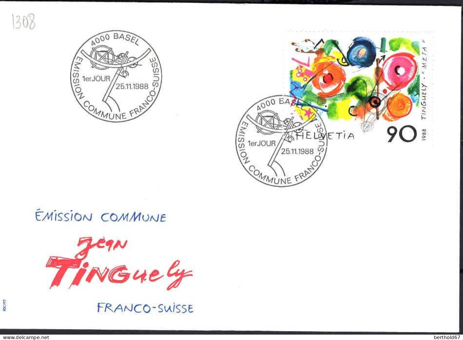 Suisse Poste Obl Yv:1308 Mi:1380 Tinguely Meta Basel 25-11-88 Fdc - FDC