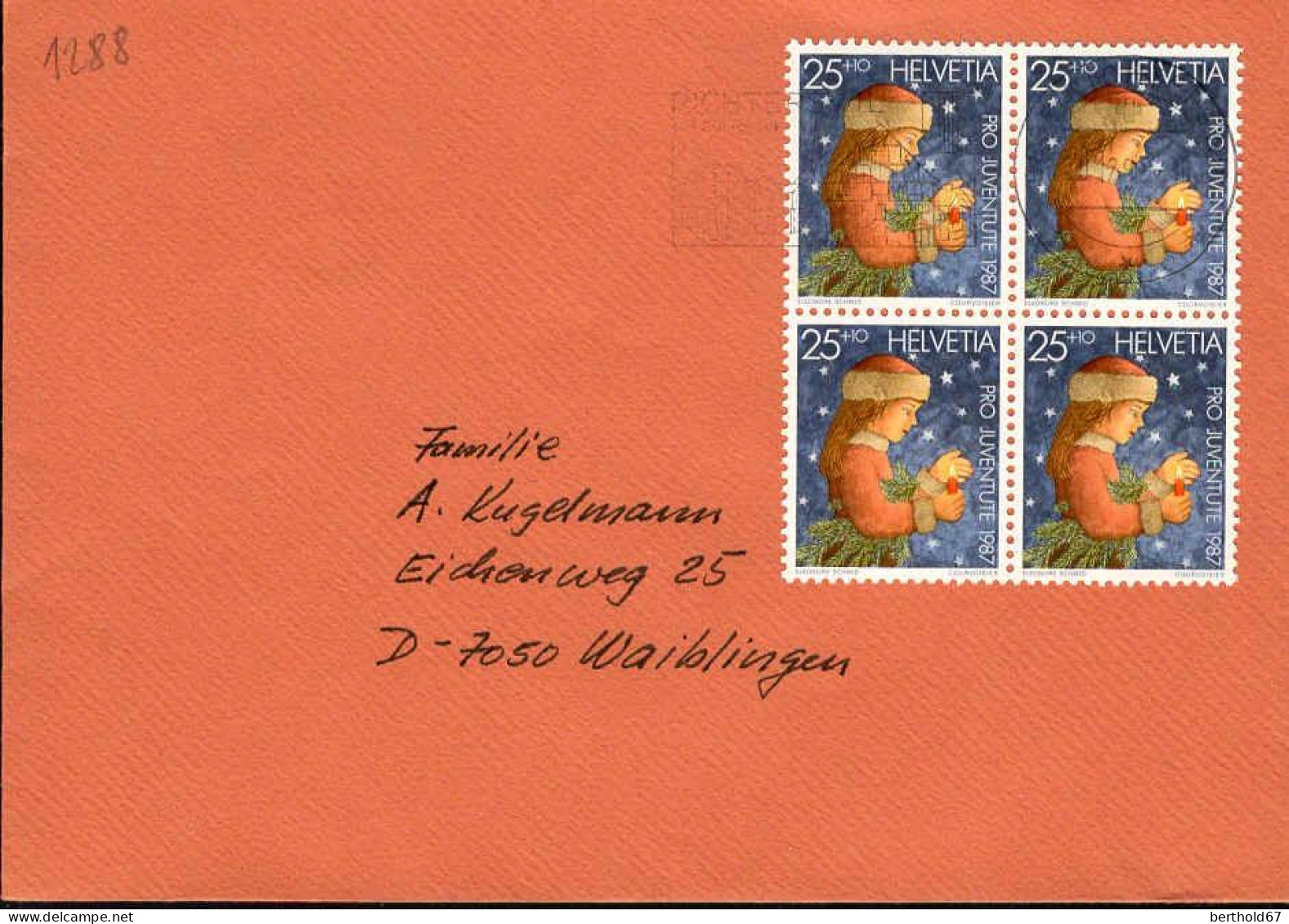 Suisse Poste Obl Yv:1288 Mi:1359 Pro Juventute Timbre De Noël Bloc De 4 (TB Cachet Rond) - Covers & Documents